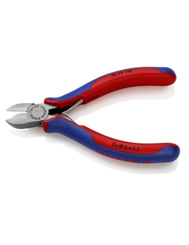 Alicate de corte diagonal para electromecánica con fundas multicomponentes negro atramentado 125 mm KNIPEX 76 22 125