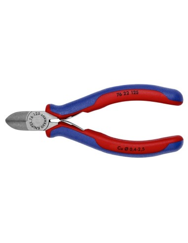 Alicate de corte diagonal para electromecánica con fundas multicomponentes negro atramentado 125 mm KNIPEX 76 22 125