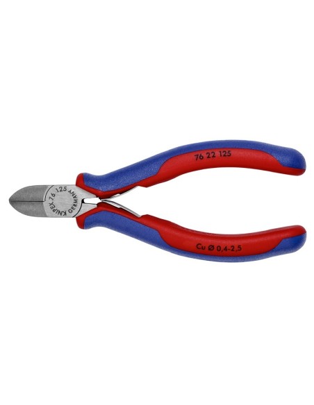 Alicate de corte diagonal para electromecánica con fundas multicomponentes negro atramentado 125 mm KNIPEX 76 22 125