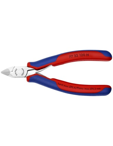 Alicate de corte diagonal para electrónica con filo de corte de metal duro con fundas multicomponentes 120 mm KNIPEX 77 32 120