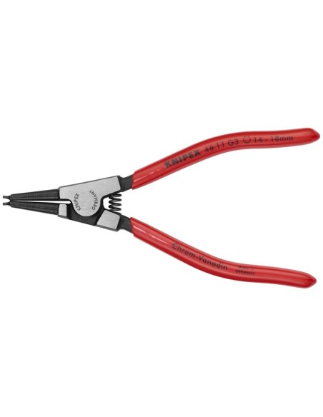 Alicate para arandelas para arandelas de sujeción en ejes recubiertos de plástico negro atramentado 140 mm KNIPEX 46 11 G3