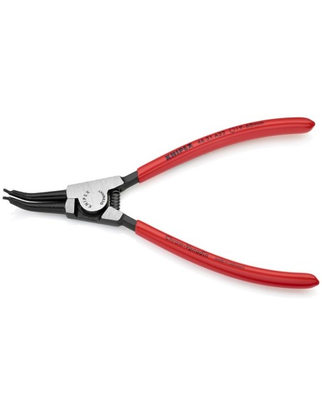 Alicate para arandelas para arandelas exteriores de ejes en ángulo de 45° recubiertos de plástico negro atramentado 185 mm KNIP