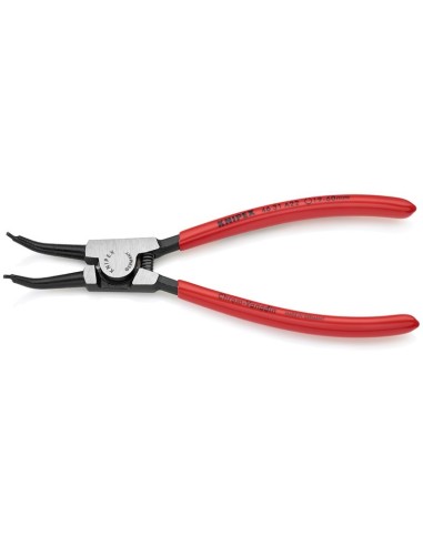 Alicate para arandelas para arandelas exteriores de ejes en ángulo de 45° recubiertos de plástico negro atramentado 185 mm KNIP