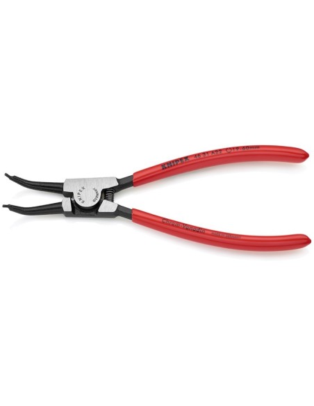 Alicate para arandelas para arandelas exteriores de ejes en ángulo de 45° recubiertos de plástico negro atramentado 185 mm KNIP