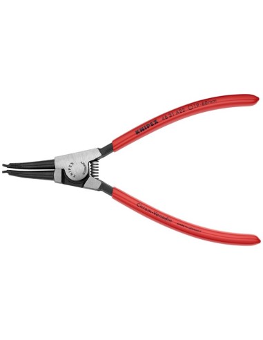 Alicate para arandelas para arandelas exteriores de ejes en ángulo de 45° recubiertos de plástico negro atramentado 185 mm KNIP