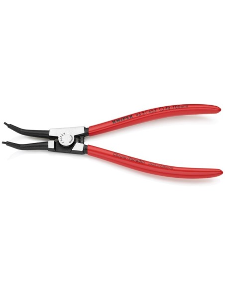 Alicate para arandelas para arandelas exteriores de ejes en ángulo de 45° recubiertos de plástico negro atramentado 210 mm KNIP