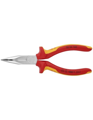 Alicate de montaje (alicate de radio) aislados con fundas multicomponentes, según norma VDE cromado 160 mm KNIPEX 25 26 160