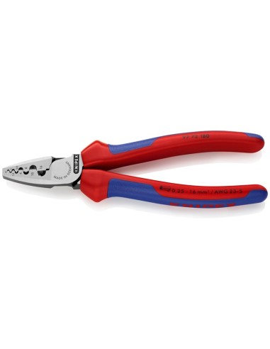 Alicate para crimpar punteras huecas con fundas multicomponentes 180 mm KNIPEX 97 72 180