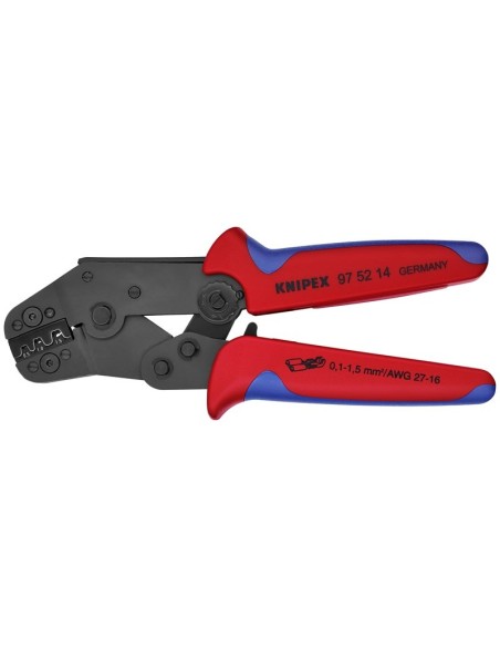 Alicate para crimpar terminales modelo corto con fundas multicomponentes bruñido 195 mm KNIPEX 97 52 14