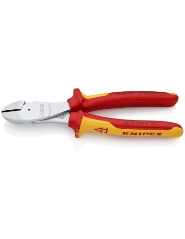 Alicates de corte diagonal de fuerza aislados con fundas multicomponentes, según norma VDE cromado 200 mm KNIPEX 74 06 200