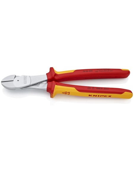 Alicates de corte diagonal de fuerza aislados con fundas multicomponentes, según norma VDE cromado 250 mm KNIPEX 74 06 250
