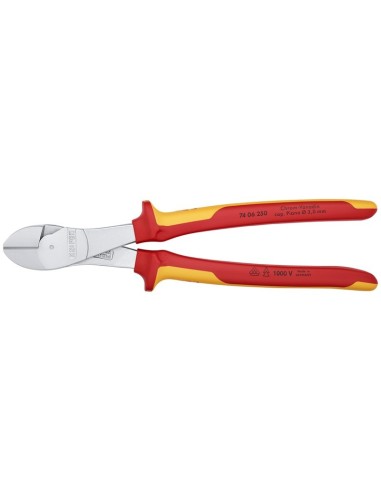 Alicates de corte diagonal de fuerza aislados con fundas multicomponentes, según norma VDE cromado 250 mm KNIPEX 74 06 250