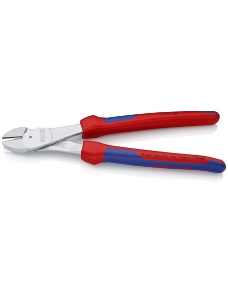 Alicates de corte diagonal de fuerza con fundas multicomponentes cromado 250 mm KNIPEX 74 05 250