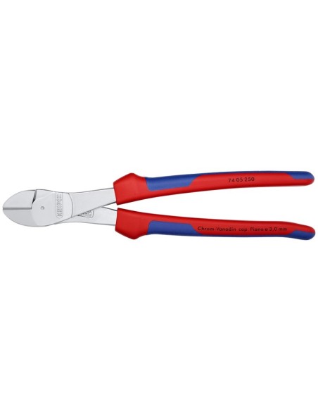 Alicates de corte diagonal de fuerza con fundas multicomponentes cromado 250 mm KNIPEX 74 05 250