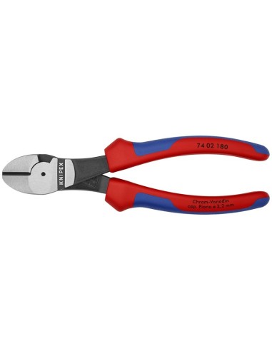 Alicates de corte diagonal de fuerza con fundas multicomponentes negro atramentado 180 mm KNIPEX 74 02 180
