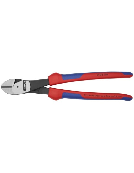 Alicates de corte diagonal de fuerza con fundas multicomponentes negro atramentado 250 mm KNIPEX 74 02 250