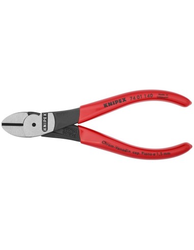 Alicates de corte diagonal de fuerza recubiertos de plástico negro atramentado 140 mm KNIPEX 74 01 140