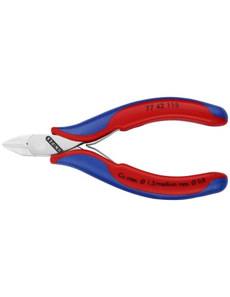 Alicates de corte diagonal para electrónica con fundas multicomponentes 115 mm (cartulina autoservicio/blíster) KNIPEX 77 42 11