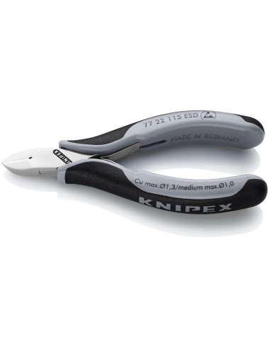 Alicates de corte diagonal para electrónica ESD con fundas multicomponentes 115 mm KNIPEX 77 22 115 ESD