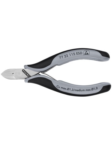 Alicates de corte diagonal para electrónica ESD con fundas multicomponentes 115 mm KNIPEX 77 22 115 ESD