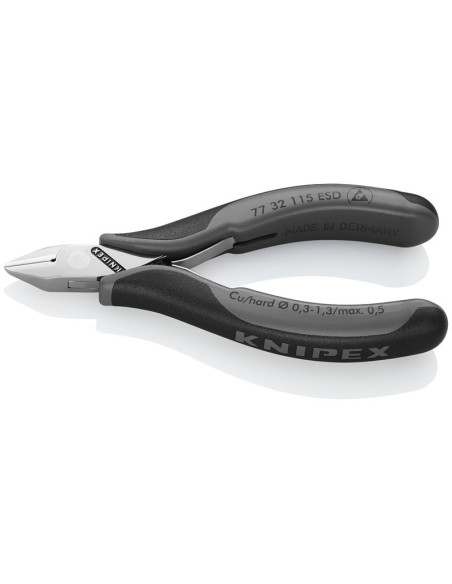 Alicates de corte diagonal para electrónica ESD con fundas multicomponentes 115 mm KNIPEX 77 32 115 ESD