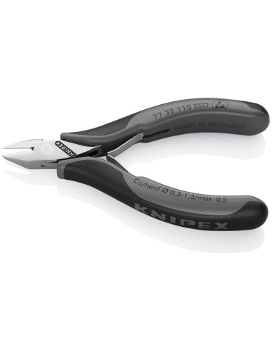 Alicates de corte diagonal para electrónica ESD con fundas multicomponentes 115 mm KNIPEX 77 32 115 ESD