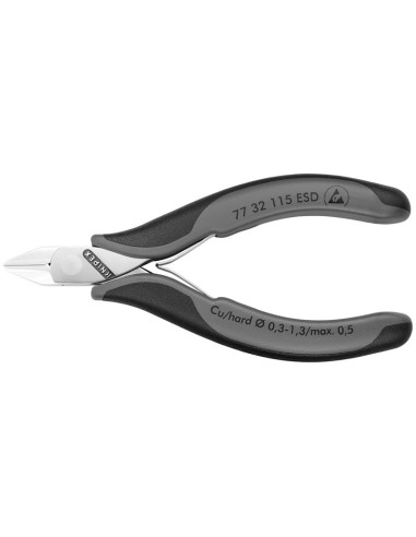 Alicates de corte diagonal para electrónica ESD con fundas multicomponentes 115 mm KNIPEX 77 32 115 ESD
