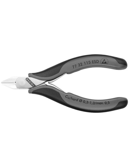 Alicates de corte diagonal para electrónica ESD con fundas multicomponentes 115 mm KNIPEX 77 32 115 ESD