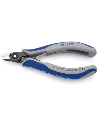 Alicates de precisión de corte diagonal para electrónica con fundas multicomponentes bruñido 125 mm KNIPEX 79 02 125