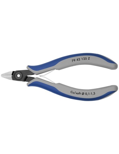 Alicates de precisión de corte diagonal para electrónica con fundas multicomponentes bruñido 125 mm KNIPEX 79 42 125 Z