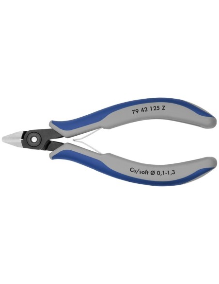 Alicates de precisión de corte diagonal para electrónica con fundas multicomponentes bruñido 125 mm KNIPEX 79 42 125 Z