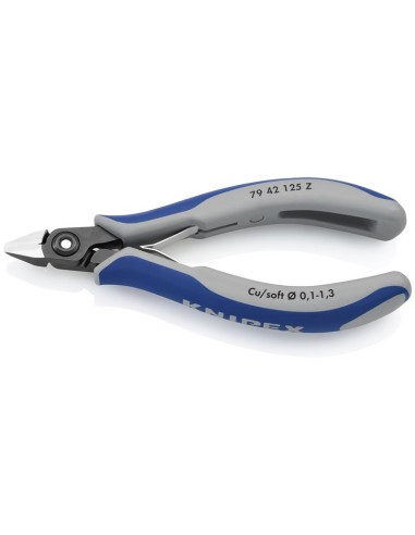 Alicates de precisión de corte diagonal para electrónica con fundas multicomponentes bruñido 125 mm KNIPEX 79 42 125 Z