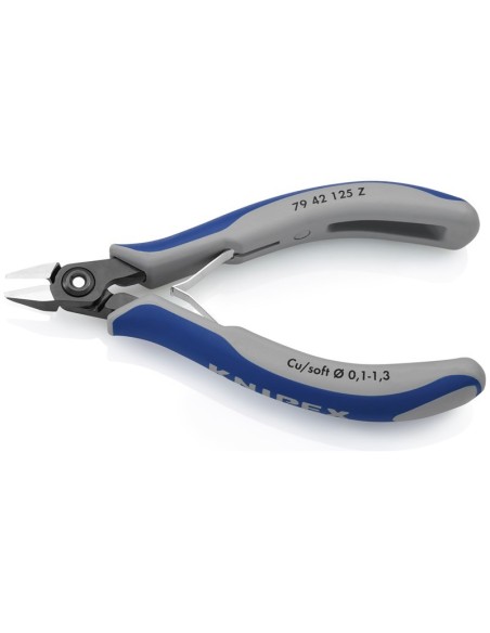 Alicates de precisión de corte diagonal para electrónica con fundas multicomponentes bruñido 125 mm KNIPEX 79 42 125 Z
