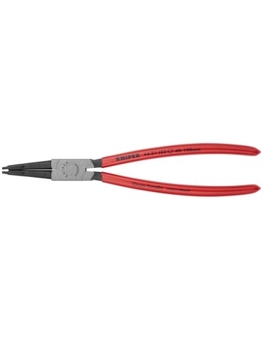 Alicate para arandelas para arandelas interiores en taladros en ángulo de 45° recubiertos de plástico negro atramentado 225 mm