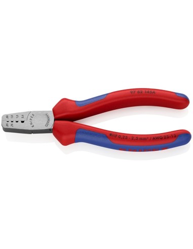 Alicate para crimpar punteras huecas con fundas multicomponentes 145 mm KNIPEX 97 62 145 A