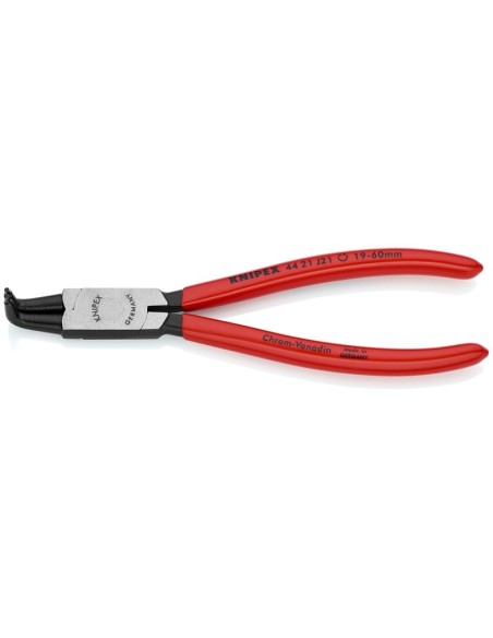 Alicate para arandelas para arandelas interiores en taladros recubiertos de plástico negro atramentado 170 mm KNIPEX 44 21 J21