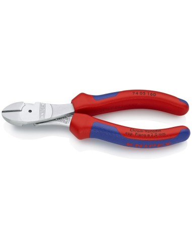 Alicates de corte diagonal de fuerza con fundas multicomponentes cromado 160 mm KNIPEX 74 05 160