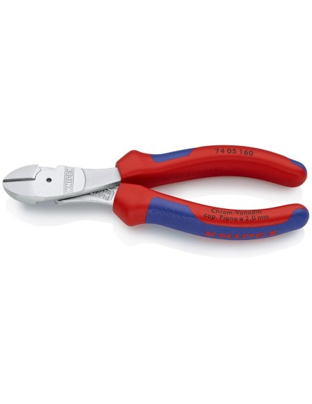 Alicates de corte diagonal de fuerza con fundas multicomponentes cromado 160 mm KNIPEX 74 05 160