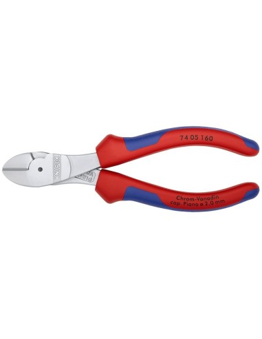 Alicates de corte diagonal de fuerza con fundas multicomponentes cromado 160 mm KNIPEX 74 05 160