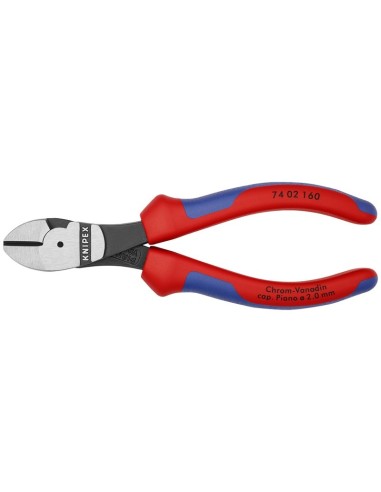 Alicates de corte diagonal de fuerza con fundas multicomponentes negro atramentado 160 mm KNIPEX 74 02 160