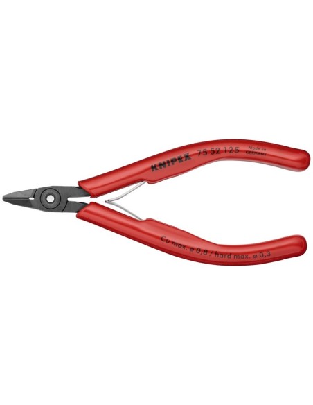 Alicates de corte diagonal para electrónica con fundas de plástico bruñido 125 mm KNIPEX 75 52 125