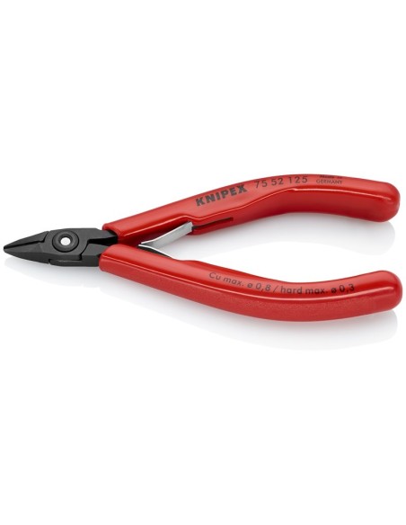 Alicates de corte diagonal para electrónica con fundas de plástico bruñido 125 mm KNIPEX 75 52 125