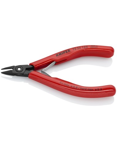 Alicates de corte diagonal para electrónica con fundas de plástico bruñido 125 mm KNIPEX 75 52 125