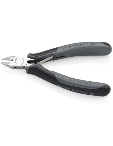 Alicates de corte diagonal para electrónica ESD con filos de corte de carburo con fundas multicomponentes 120 mm KNIPEX 77 32 1
