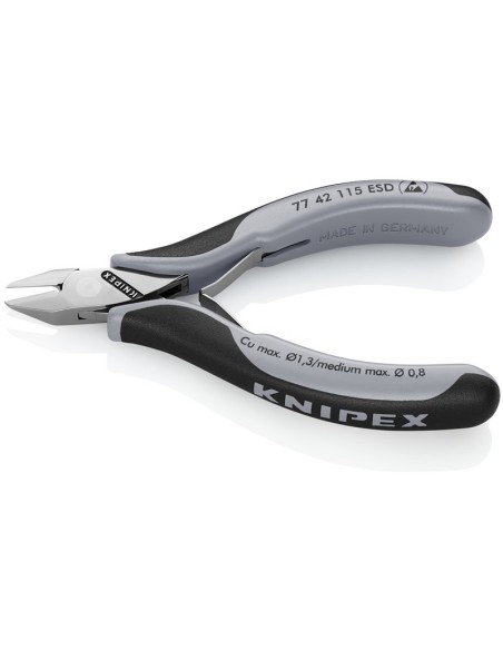 Alicates de corte diagonal para electrónica ESD con fundas multicomponentes 115 mm KNIPEX 77 42 115 ESD