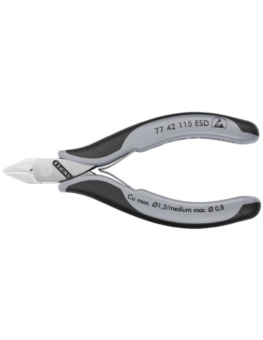 Alicates de corte diagonal para electrónica ESD con fundas multicomponentes 115 mm KNIPEX 77 42 115 ESD