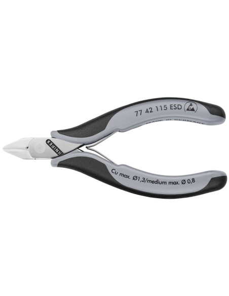 Alicates de corte diagonal para electrónica ESD con fundas multicomponentes 115 mm KNIPEX 77 42 115 ESD