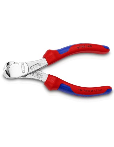 Alicates de corte frontal de fuerza con fundas multicomponentes cromado 140 mm KNIPEX 67 05 140