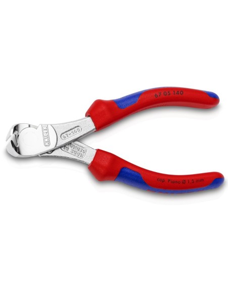 Alicates de corte frontal de fuerza con fundas multicomponentes cromado 140 mm KNIPEX 67 05 140