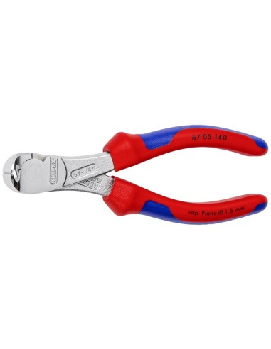 Alicates de corte frontal de fuerza con fundas multicomponentes cromado 140 mm KNIPEX 67 05 140